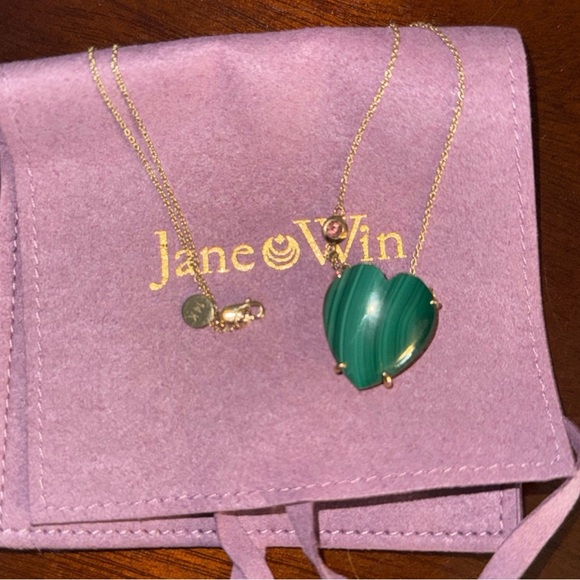14k heart malachite necklace - Picture 2 of 2